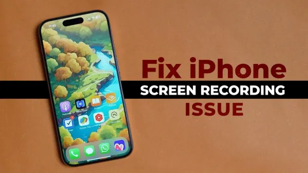 iPhone mockup showing screen recording issue