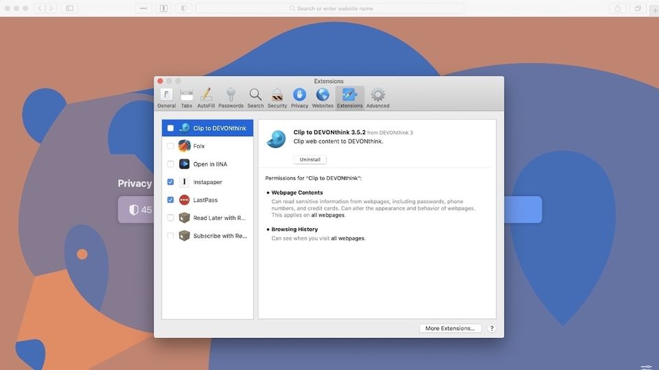 safari remove extensions