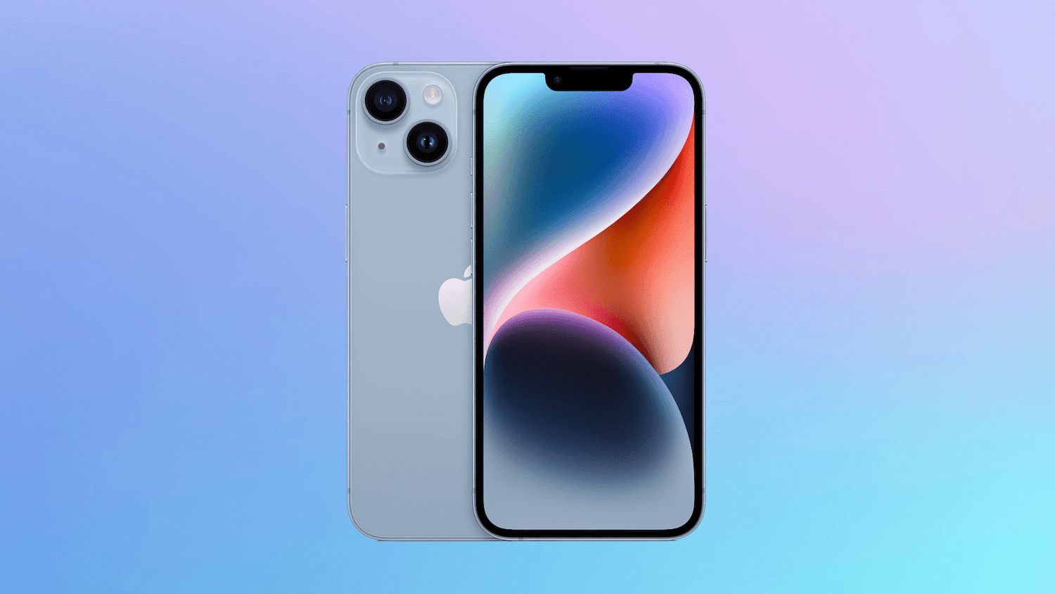 iPhone 14 Plus with gradient background