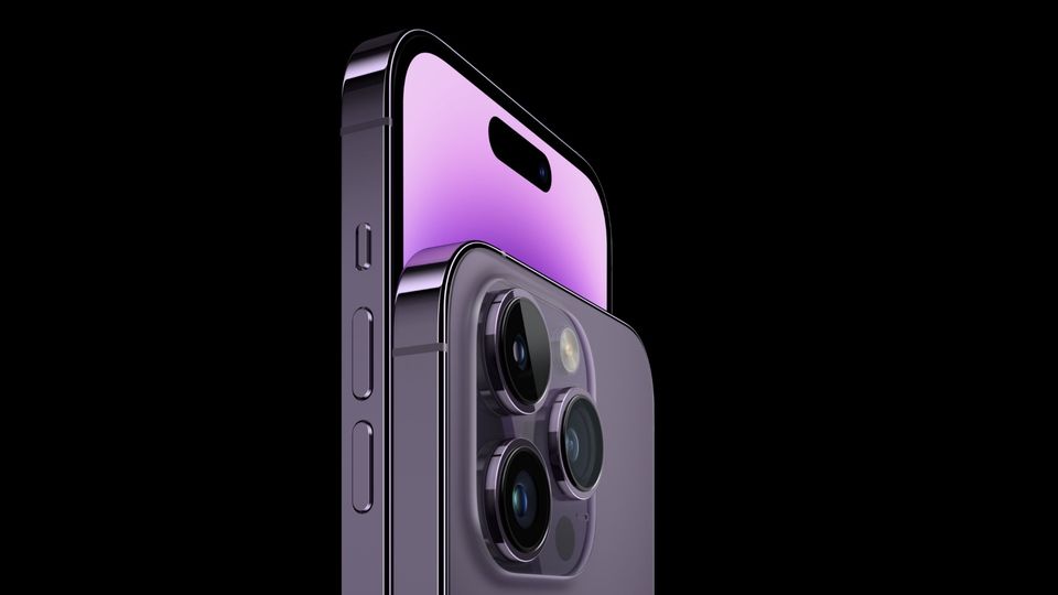 iPhone 14 Pro purple color with black background
