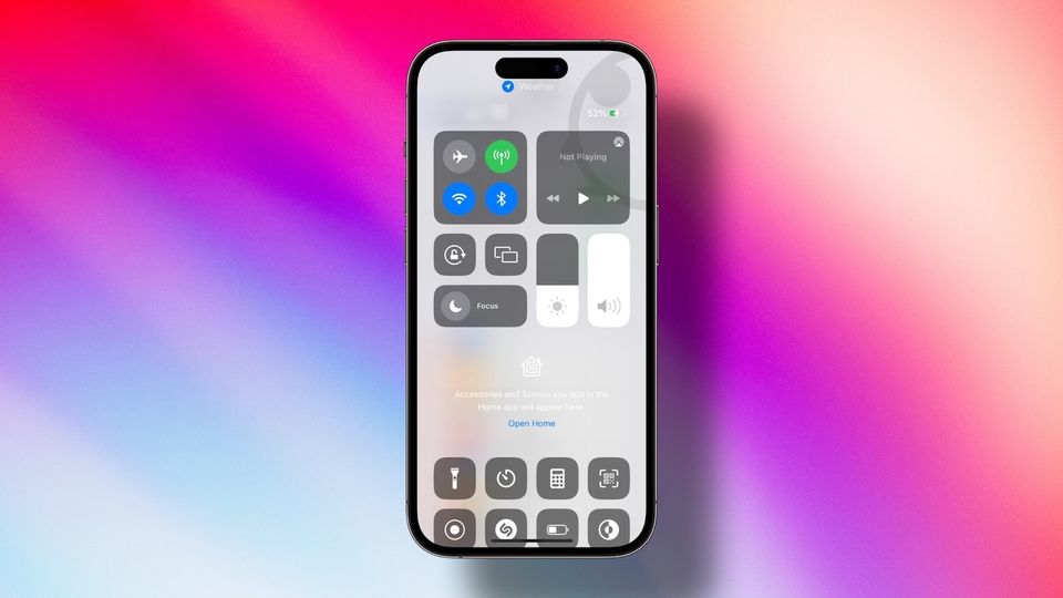 iPhone 14 Pro mock up showing Control Center