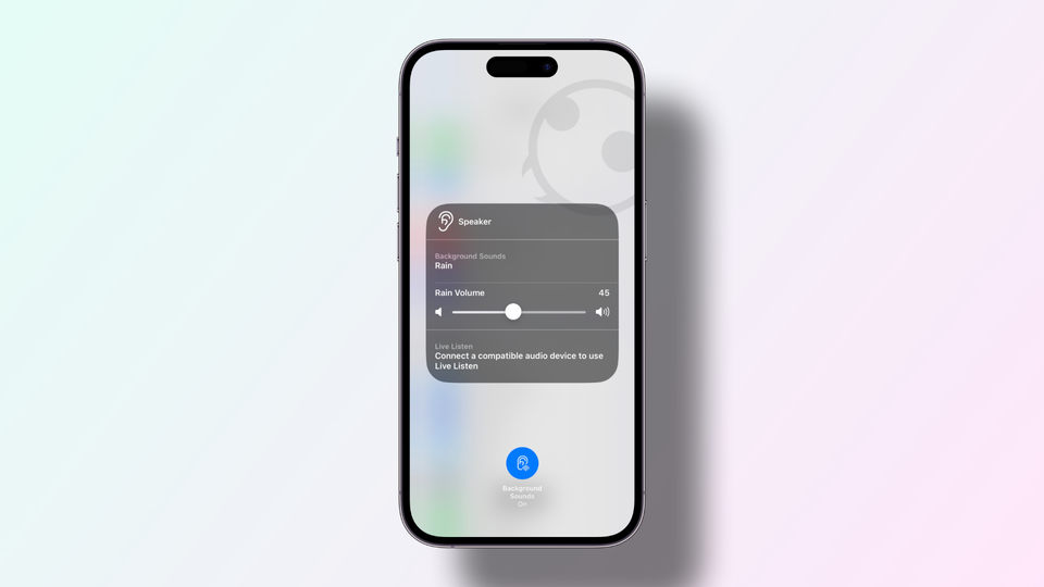 iPhone mockup showing Background Sounds Feature