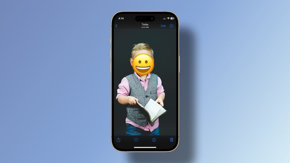 Photo of a child face covered with emoji