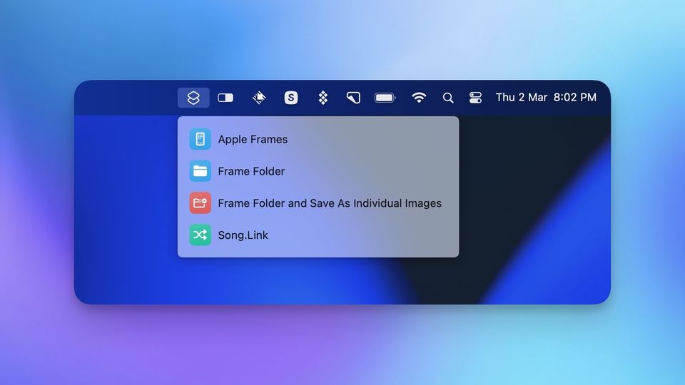 screenshot showing Shortcuts app icon in macOS Menu Bar