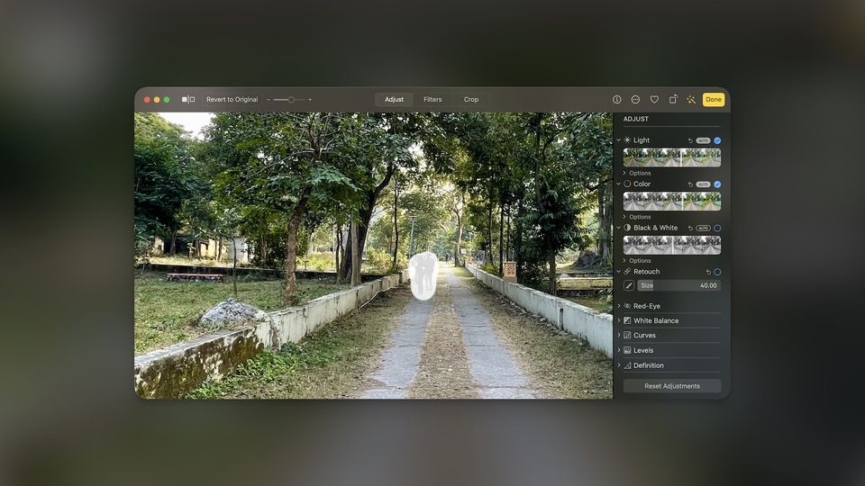 Mac Photos app screenshot showing how to remove unwanted objects from Photos