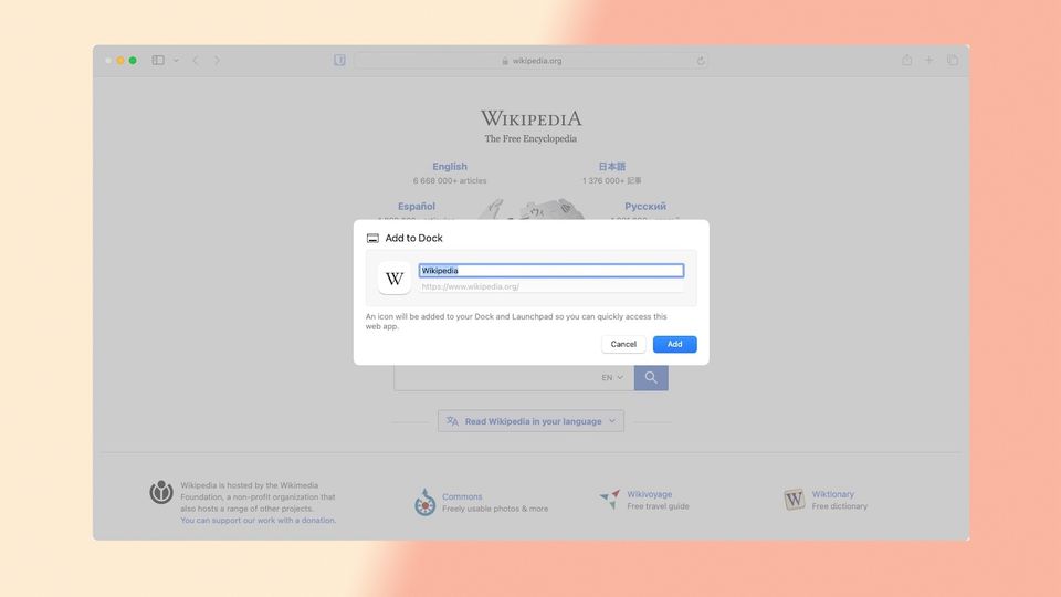 Converting Wikipedia website to Safari Web ap