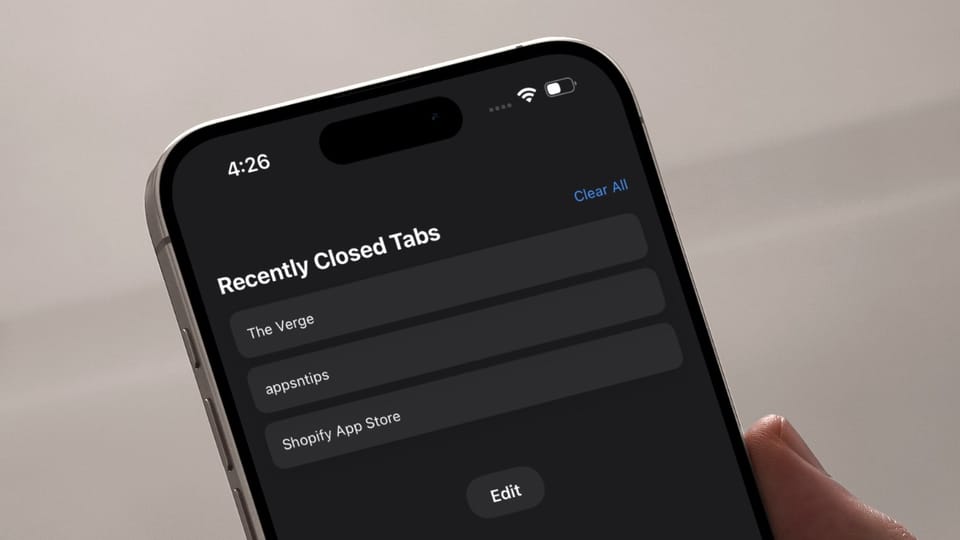 iPhone showing Recently Closed Tabs in Safari